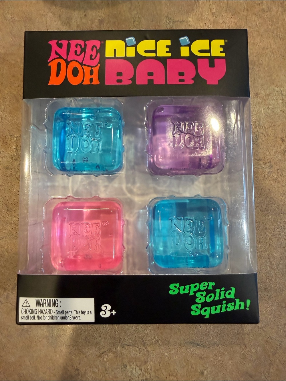 Nee Doh Nice Ice Baby 4-Pack Solid Squish Ice Cubes - Blue, Purple, Pink